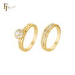 Flower cluster white CZs 18K Gold stackable rings