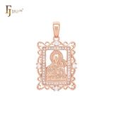 Portrait of Virgin Mary of Kazan Rose Gold Religious Pendant