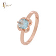 Minimalism radiant cut round lake blue cz Rose Gold Rings