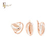 Double Oval crossing Rounded geometric Rose Gold two tone Jewelry Set with Rings