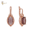 Oval Marquise Solitaire Red Tea CZ Rose Gold Clip-On Earrings