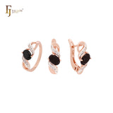 Ribbon clawed oval cut solitaire cz Rose Gold two tone Jewelry Set wit Rings