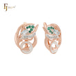 Luxurious phoenix peacock feather colorful CZs Rose Gold two tone Clip-On Earrings