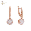 Solitaire Paperclip four clawed white CZ Rose Gold Clip-On Earrings