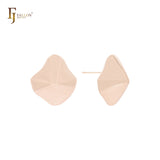 Glossy hankerchief shaped 14K Gold, Rose Gold, White Gold Stud Earrings