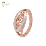 Oval cloudy waves of filigree Rose Gold two tone Fashion Rings