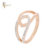 Interlocking buckles of white CZs Rose Gold Fashion Rings