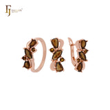 Great luxurious cluster coffee CZs Rose Gold Jewelry Set with Rings
