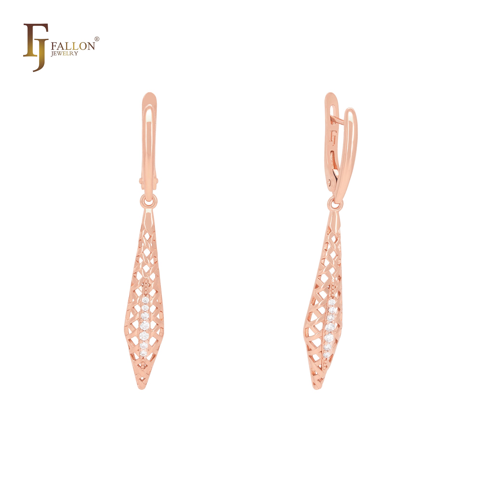 Filigree of weaving Rose Gold Clip-On Earrings