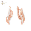 Triple twisted bonds with White CZs Rose Gold two tone Clip-On Earrings