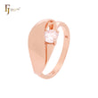 Thick ribbon curving white CZs Rose Gold Fashion Rings