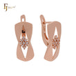 Big knot of flower white czs Rose Gold Clip-On Earrings