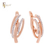 Thousand rows of white CZs parallel Rose Gold two tone Clip-On Earrings