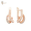 Spining Ribbon of white CZs Rose Gold Clip-On Earrings