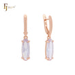 Long Oval Solitaire Colorful CZ Rose Gold Clip-On Earrings