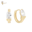 Oval white CZ 14K Gold Huggies Huggie Earrings