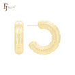 Rectangular shaped rounded tube C Hoop 14K Gold, Rose Gold, White Gold Stud Earrings