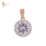 Halo Giant Rounded White Solitaire CZ Rose Gold two tone Pendant