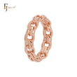 Classic bismarck spring link chain design 5.3mm wide eternity band Rose Gold rings