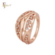 Cluster white CZs interlocking Rose Gold Fashion Rings