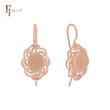 Spinning mesh flower textured Rose Gold Wire Hook Earrings