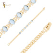 Cuban link mixed six opal stones fancy link 14K Gold Bracelets