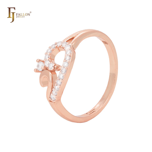 Blooming braches of white CZs Rose Gold Fashion Rings