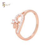 Blooming braches of white CZs Rose Gold Fashion Rings