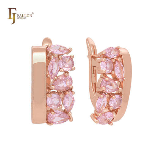 Luxuirous cluster pinky CZs Rose Gold Clip-On Earrings