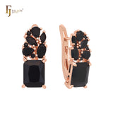 Cluster luxurious CZs colorful Rose Gold Clip-On Earrings