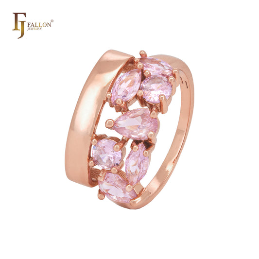 Luxuirous cluster pinky CZs Rose Gold Fashion Rings