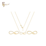 Infinity with angles wings of white CZs 14K Gold Necklace