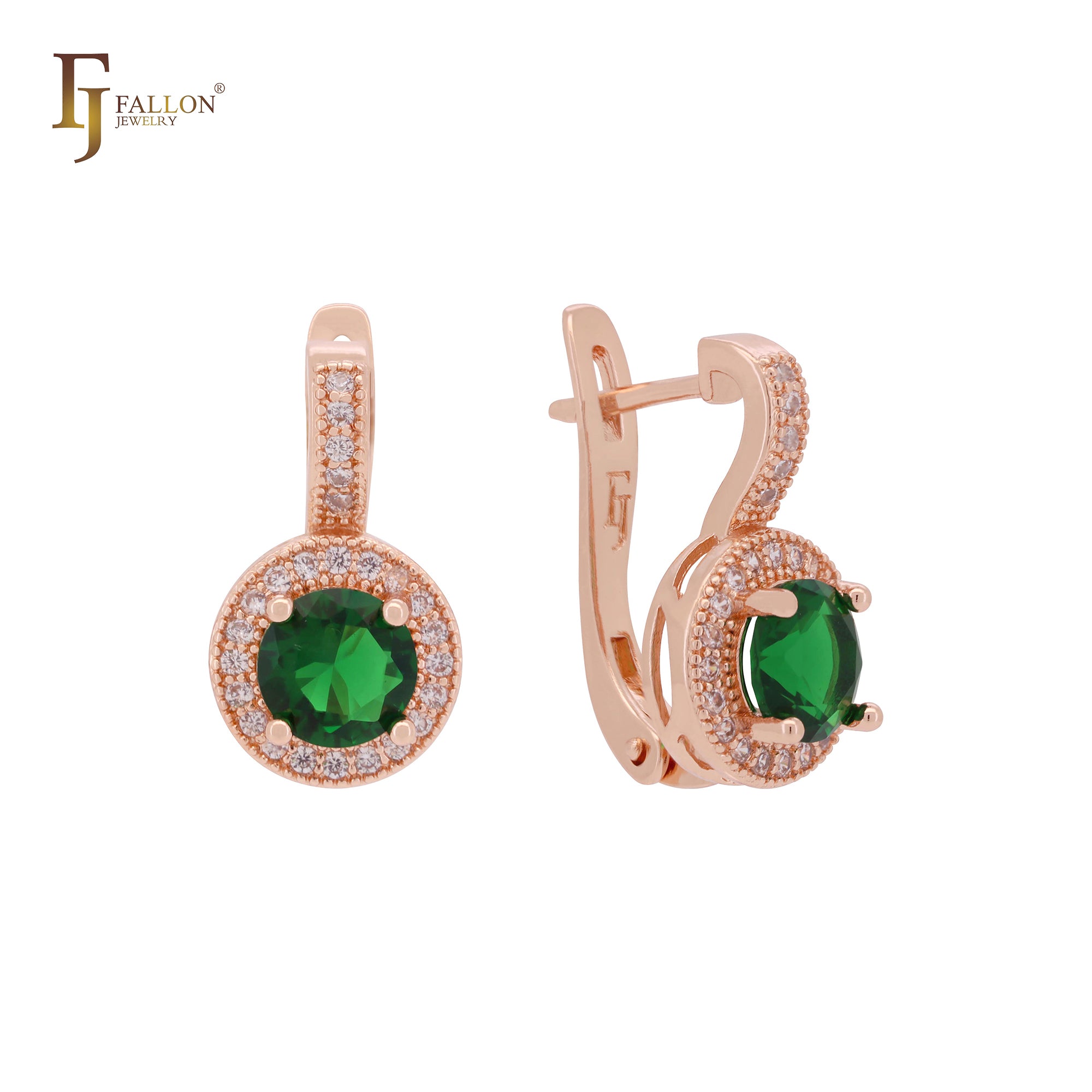 Colorful halo cz Rose Gold earrings