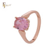 Four claws solitaire oval pink CZ Rose Gold Engagement Rings