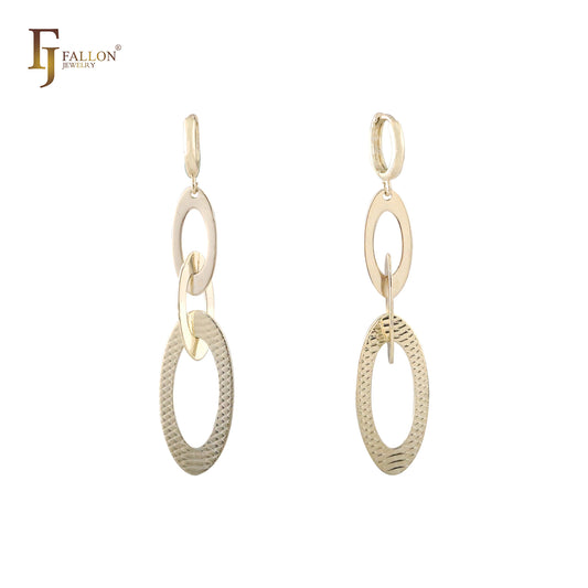 Oval circles Rose Gold drop huggie earrings