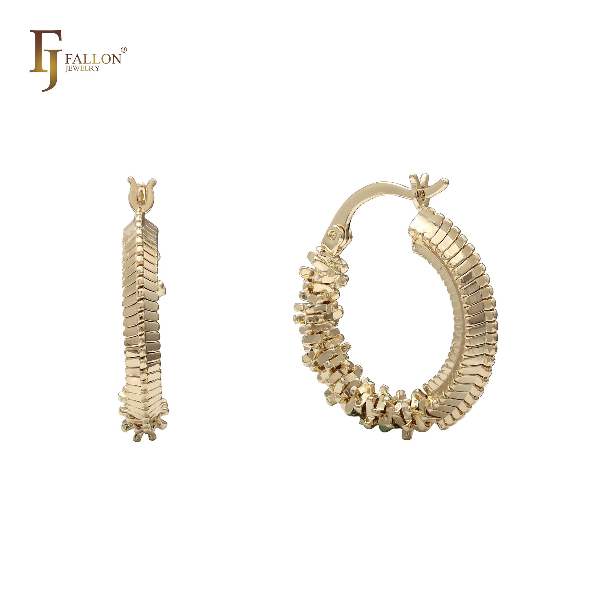 Spiky irregular skeleton 14K Gold, Rose Gold, White Gold Hoop Earrings