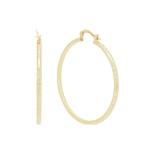 Wide rope and textured 14K Gold Hoop Earrings