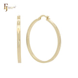 Glossy tube shaped wide 45mm 14K Gold Hoop Earrings