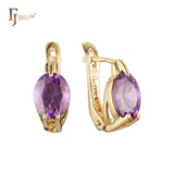 Solitaire Oval Purple CZ Rose Gold earrings