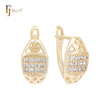 Cushion shaped white CZs cluster 14K Gold Clip-On Earrings