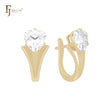 Triangular white CZs solitaire 14K Gold Clip-On Earrings