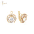 Cluster white CZs multi shape 14K Gold Clip-On Earrings