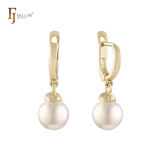 Solitaire Pearl drop Rose Gold, 14K Gold earrings