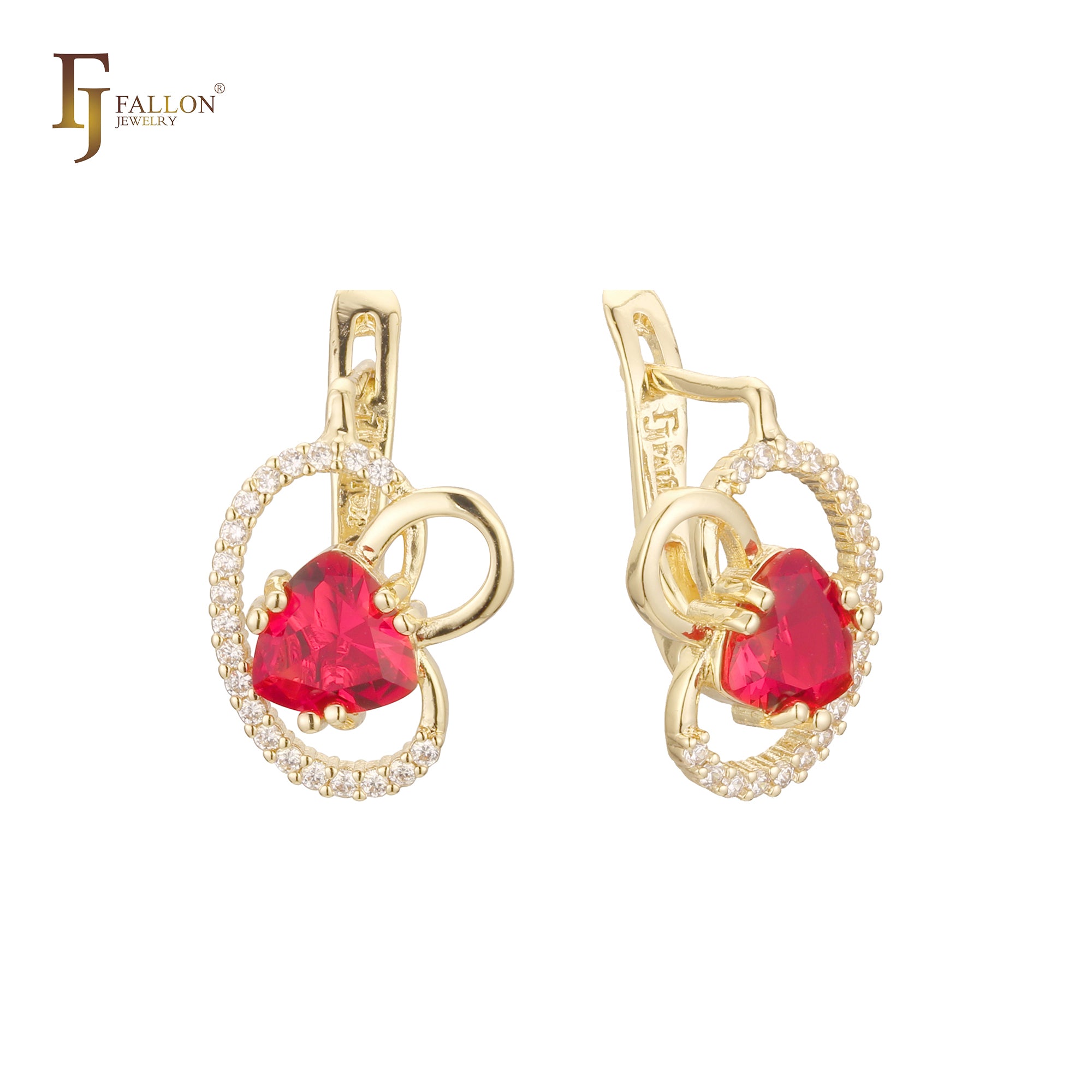 Aretes de corazón en racimo en Oro de 14K, baño de Oro Rosa colores