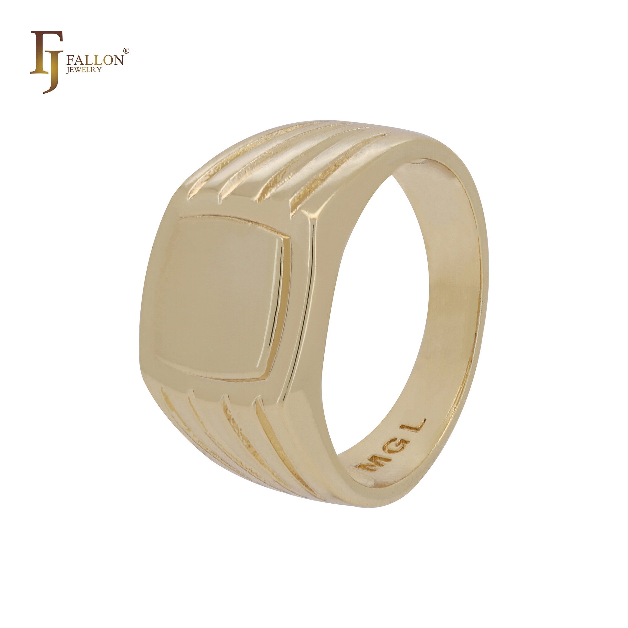 Glossy oval squared 9.3mm signet Children's Kid 14K Gold Child Rings