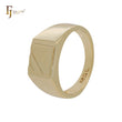 Glossy 10.3mm squared signet of slashes Children's Kid 14K Gold Child Rings