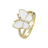 Anillos de moda mariposa enchapados en oro de 14K