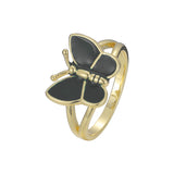 Anillos de moda mariposa enchapados en oro de 14K