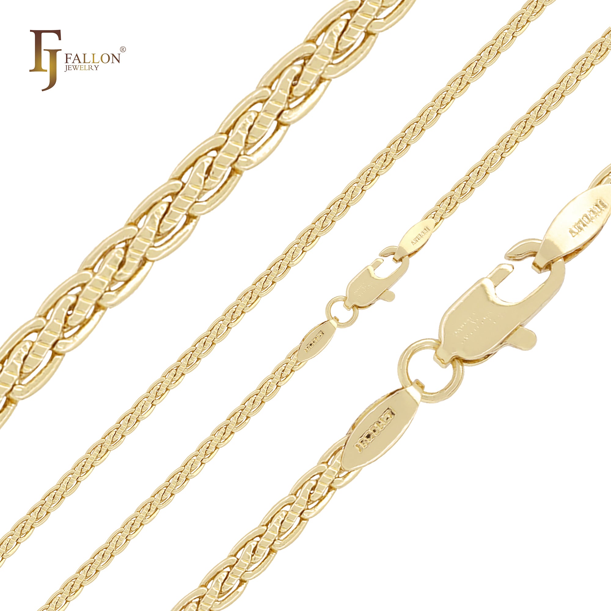 Center hammered thin spiga link 14K Gold, Rose Gold chains