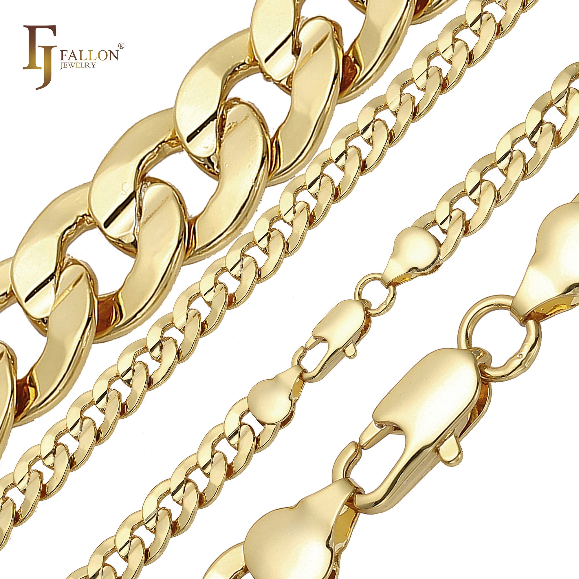 Curb link center rod grooved 14K Gold, Rose Gold, two tone Chain